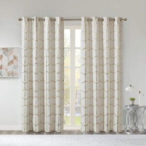 ✨ HOMEIDEAS Blackout Curtains | Ivory & Gold | 50x84 | Set of 2